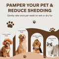 3-in-1 Pet Undercoat Rake & Dematting Comb for Dogs & Cats, Wood Handle