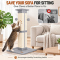 Fopetfy Cat Scratching Post 33 inch for Indoor Cats, High Cat Scratch Post Grey, Cat Tree for Full-Body Stretching, Protect Your Furniture