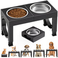 XIAZ Elevated Dog Bowls Large Breed Raised Dogs Bowl Stand Large/Medium Sized Dog Stainless Steel Food Water Bowl Stands 5 Heights Adjustable 9/11/12/14in Black Pet Feeder Dish Station
