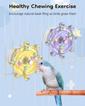 Pawfly 2 Pcs Bird Toys for Parakeets, Colorful Spinning Wheel Chew Toys, Interactive Spinner Rattle Parrot Toys, Cockatiel Toys, Parakeet Toys, Bird Cage Accessories for Entertainment Chewing Exercise