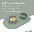 KindTail Dog & Cat Food Mat - Waterproof, Food-Grade Silicone Pet Placemat for Feeding & Water Bowls - Raised Edges Protect Floors - Non-Slip Grip - Dishwasher Safe - 19 x 11 Inches, Light Green