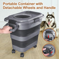 Dog Food Storage Container, 10-20 lbs Airtight Collapsible Cat Food Storage Container with Attachable Wheels, Portable H