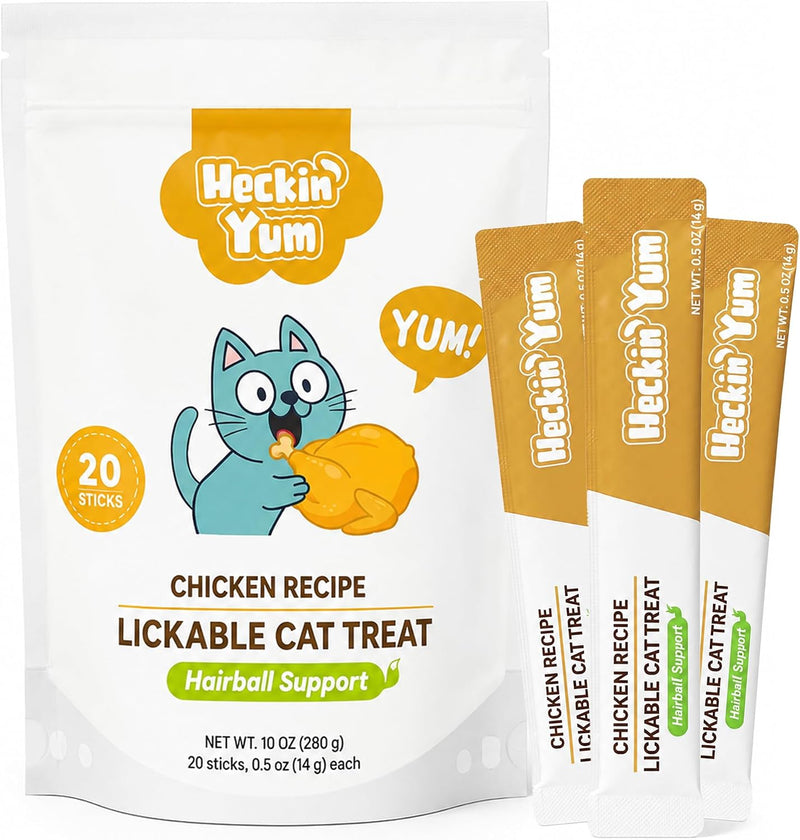 Lickable Cat Grass Treats for Gentle Hairball Support 20 Tubes, Chicken Flavor