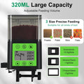Lychee Automatic Fish Feeder USB Rechargeable 320ML Large Capacity Aquarium Fish Food Dispenser with Two Feeding Ring, M