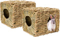 Tfwadmx Rabbit Grass House 2PCS, Extra Large - Natural Hand Woven Seagrass Play Hay Bed, Hideaway Hut Toy for Bunny Hams