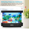 Fake Fish Tank with Moving Fish, Decorative Aquarium Lamp (Auto 2/4/12H Shutdown Timer), Artificial Tropical Marine Tank