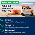 StrellaLab Omega 3 for Dogs - (180Ct) Fish Oil Treats - Allergy & Itch Relief Skin & Coat Supplement - Dry Itchy Skin, Anti Shedding & Hot Spots Treatment - Pet Salmon Oil Chews - Chicken Flavor