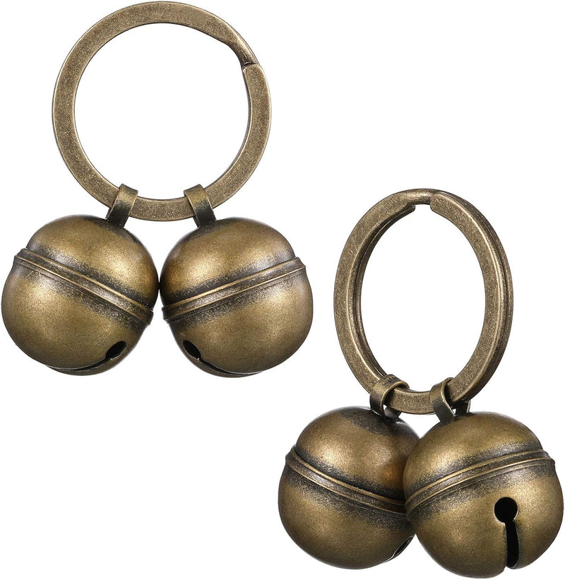 Ripeng Dog Bells for Pet Tracking, 4 Pcs Extra Loud Dog Cat Bells for Collar Brass Pet Accessories with Key Rings Pendan