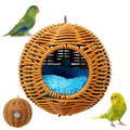 BNOSDM Rattan Bird Nest Parrot Nesting House Parakeet Nesting Soft Lovebird Warm Bed Sleeping for Parrots Bird Cage Accessories for Cockatiels Budgerigars Finches Canaries (Single-Hole Style)