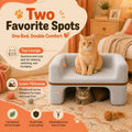 SSAVED Cat Bed for Indoor Cats, 2-Tier Cat Cave Bed with Top Lounge & Lower Hideaway, Washable PET Felt Cat Sofa for Living Room, Bedroom, Apartment, Scratch-Friendly Cat Furniture, Light Gray
