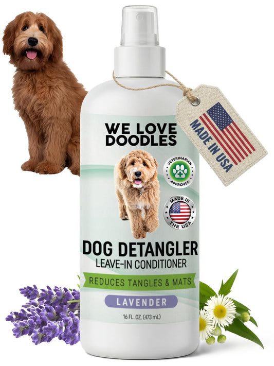 We Love Doodles Dog Detangler Spray - Leave-in Conditioner for Dogs - Dog Detangling Spray - Dematting Spray for Dogs - Tangle Remover - Made in The USA (Lavender)