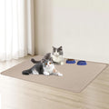 Bartuke Cat Food Mat, 40" x 28" Cat Litter Mat Extra Large Silicone Pet Feeding Mat with Raised Edge Pet Placemat for Food and Water Bowl Non-Slip, Easy to Clean, Floor Protection (Khaki)