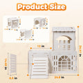 Large Rabbit House, Wooden Bunny Castle with 3 Houses Indoor, Rabbit Guinea Pig Cage Multistory Climbing Tower Sturdy Wo