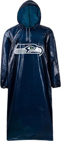 NFL Waterproof Rain Poncho for Adults, Sporty, Elastic Sleeves and Drawstring Hood, Unisex Rain Coat