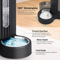 ZOMISIA Gravity Cat Food and Water Dispenser Set with 304 Stainless Steel Bowls, 2 in 1 Automatic Cat Feeder with 180 Degree Rotatable Water Bowl, Large Capacity for Puppy Kitten Rabbits, Grey