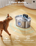 Cordless 3.2L/108oz Stainless Steel Cat Water Fountain Pet Fountain