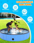 Instraella 120"x20" Dog Pool for Large Dogs, Heavy Duty Hard-Side Foldable Pet Pool, Non-Slip Collapsible Dog Bathing Tu