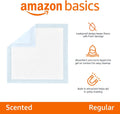 Amazon Basics Scented Dog and Puppy Potty Training Pee Pads, 5-Layer Leak-Proof Super Absorbent with Quick-Dry Surface, Regular Size 22 x 22 Inch, Blue & White, 50 Count