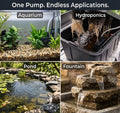 EcoPlus Eco 264 Submersible Water Pump 290 GPH, 17W Fixed Flow Pump with 6 ft Cord, Inline or Submersible for Hydroponic