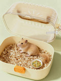 Hamster Carrier Cage with Water Bottle for Golden & Dwarf Hamsters, Travel Cage for Small Animals, Easy-Carry Transparen