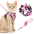 Dooradar Cat Harness and Leash Set, Escape Proof Safe Adjustable Kitten Vest Harnesses for Walking, Easy Control Soft Breathable Mesh Jacket with Reflective Strips for Cats, Pink, XS