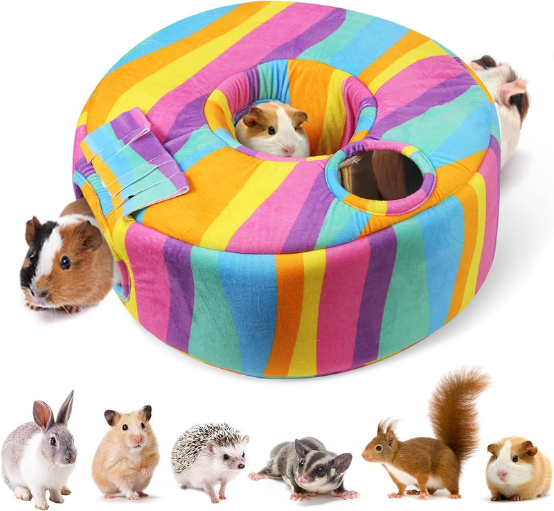 Guinea Pig Hideout & Tunnels Guinea Pig Toys Cozy Guinea Pig House with Door Curtain Soft Guinea Pig Bed for Small Pet/H