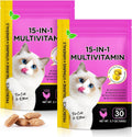 Cat Vitamins Chews, 15 in 1 Cat Multivitamin Treats for Health, Immune, Joint Support, Skin & Coat, & Digestion, Vitamin