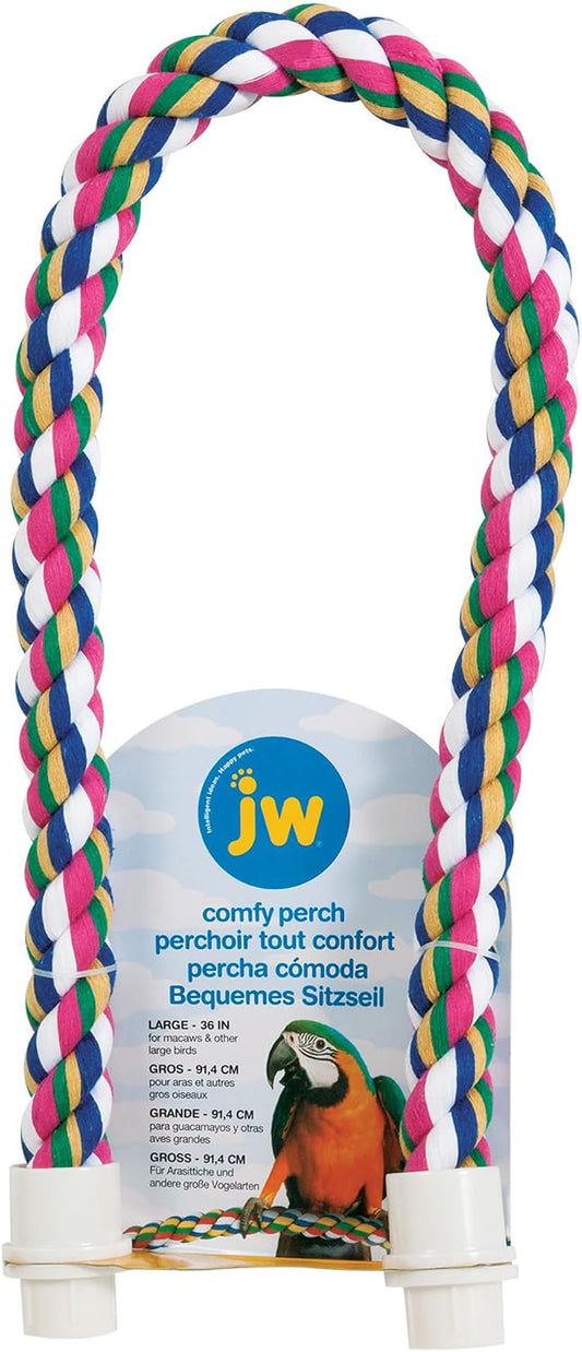 JW Pet Comfy Perch For Birds Flexible Multi-color Rope, Large - 36" Length