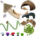 12-in-1 Hermit Crab Accessories Kit, 2026 New Kit for Bearded Dragon, Coconut Shell Hideout, Climbing Bridge, Hammock, V