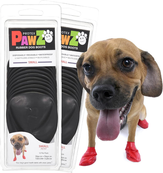 PawZ Rubber Dog Boots - Waterproof Non-Slip Dog Shoes for Hot Pavement, 24 Pack