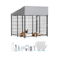 VEVOR Outdoor Dog Kennel, 3.67 x 3.78 x 4.1 ft Large Dog Kennel with Secure Lock, Outside Dogs Enclosures with UV-Resistant & Waterproof Roof Cover, Heavy Duty Pet Crate Cage Run for Large Dogs