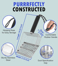 Faoemsey Cat Litter Scoop,Solid and Durable Kitty Metal Scooper,Stainless Steel Sifter,Heavy Duty,for Litter Box,Black Rubber Handle,Included Stainless Steel Hook
