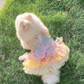 Rainbow Butterfly Dog Dresses for Small Dog Girl Puppy Lace Tutu Princess Dress Cat Outfit Pet Butterfly Costume for Kit