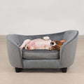 Getifun Pet Sofa Bed, Velvet & Linen Fabric Pet Couch Chair with Removeable & Washable Cushion for Small Dogs Cats (Light Gray)