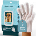 Uproot QuickClean Gloves Pro: Extra-Thick Pet Glove Wipes for Dogs & Cats - Easy Wipe Paws, Eyes, Ears, Butt, & Body - Lick-Safe for Cats & Dogs - Cleaning, Deodorizing & Grooming (20 Pack)