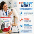 UnRuffledRx FeatherUp! Bird Molting Support & Feather Growth Supplement - for Plucking, Regrowth & Molt - Multivitamin & Amino Acids for All Birds - 90g (240 Servings)