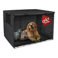 Explore Land Dog Crate Cover Heavy Duty Polyester Pet Kennel Sunshade Universal Fit for 42 inches Wire Cage (Black)
