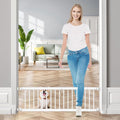 Fldofaves Dog Gate - 18"-45" Adjustable Extra Wide Metal Baby Gate to Step Over, 10" Tall Small Pet Gate with 3 Extensio