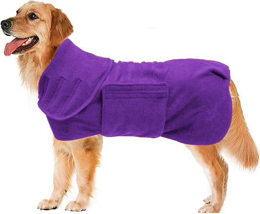 Geyecete Dog Drying Coat - Fast Drying Dog Bathrobe Towel - Microfibre Super Absorbent Pet Cat Bath Robe, Luxuriously So