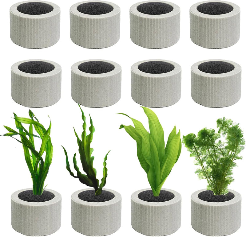12 PCS Aquarium Plant Weight Ceramic Ring with Black Sponge
