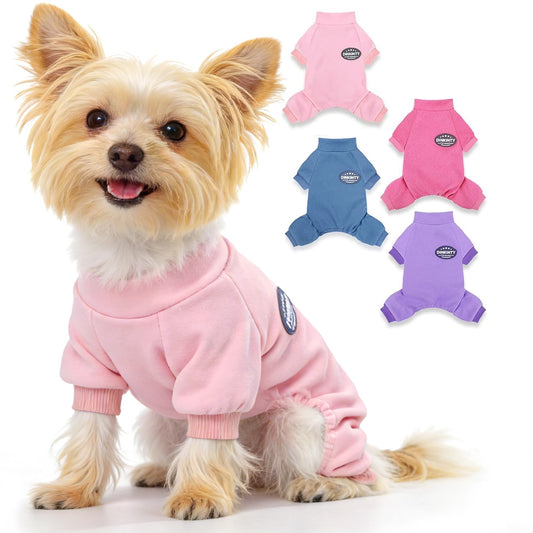 Puppy Sweater Dog Sweater for Small Dogs Girl Boy Winter Warm Soft Dog Pajamas Stretchy Jumpsuit Doggie Pet Clothes Outfits XXS~L (Pink, XX-Small)