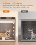 Feandrea Modern Dog Crate Furniture with Charging Station, Medium Kennel Indoor with Flip-up Hidden Acrylic Door, for Small and Medium Dogs up to 45 lb, Pet Side End Table Cage, Natural Walnut