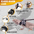 WATFOON Adjustable Lizard Leather Leash Harness and Bearded Dragon Carrier Sling, Reptile Small Pet Training Leashes and