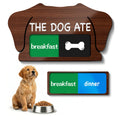 Dog Feeding Reminder Sign, Magnetic Pet Fed Schedule Chart with Slider, Breakfast & Dinner Tracker for Fridge, Prevent Overfeeding, Unique Dog Ear Shape Acrylic Sign, 5.5" x 3", Walnut