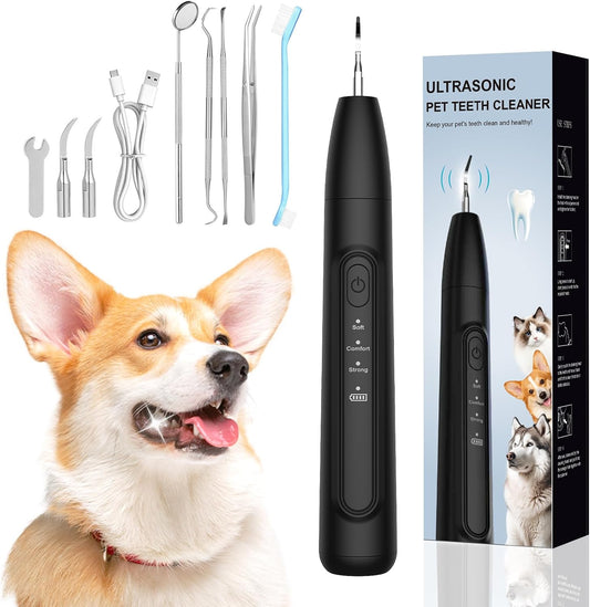 Ultrasonic Dog Plaque Remover Tool, 3 Modes Plaque and Tartar Remover for Dogs, Low Noise Sonic Dog Tartar Remover Dogs 