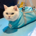 Cinf Cat Bathing Bag(Free Muzzle) Breathable Mesh Anti Scratch Adjustable Cat Grooming Bag for Nail Trimming, Bathing Soft Cat Washing Bag(Light Blue) L
