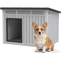 Bifanuo Outdoor Dog House Outdoor for Medium and Small Dog - Weatherproof Removable Roof, Easy to Assemble, Easy to Clean, Ideal for Medium Dogs (Standard Grey, 32.1" L × 25.1" W × 24" H)