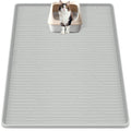 Bartuke Silicone Cat Litter Mat, 46" x 32" Extra Large Cat Litter Box Mat Litter Trapping Mat for Scatter Control, Waterproof, Soft on Kitty Paws, Clean Floor (Grey)
