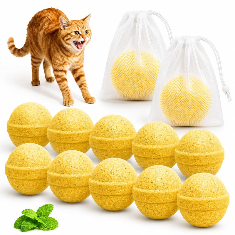 Cijoaui 12 Pcs Natural Cat Deterrent Balls - Peppermint Oil Scent, Plant-Based Repellent for Outdoor & Indoor Yard, Garden & Furniture Protection