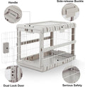 ZOMISIA Collapsible Dog Crate for Dogs - 28" L Heavy Duty Dog Kennel No Tools Required with 4 Sides Steel Foldable Cage for Dogs Indoor Furniture, Portable Carrier with 2 Smooth Wheels, Beige